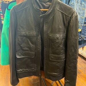 Elie Tahari Men’s Black Leather Jacket sz L